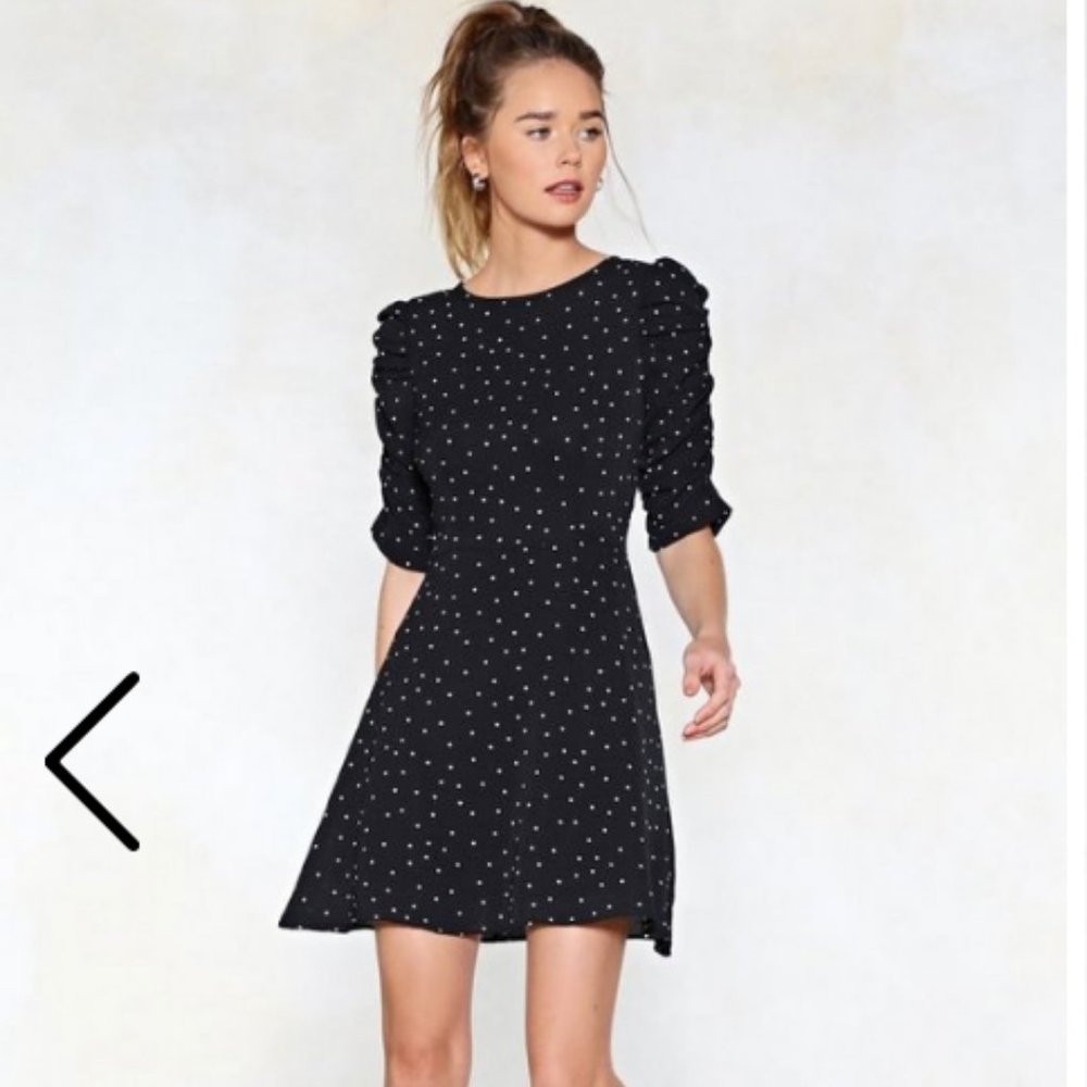 Nasty Gal What's Your Ruche Hun Polka Dot Dress